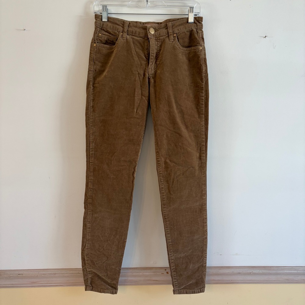 KUT from the Kloth Diana Skinny Corduroy Pants Latte Brown Size 2 Stretch Cotton